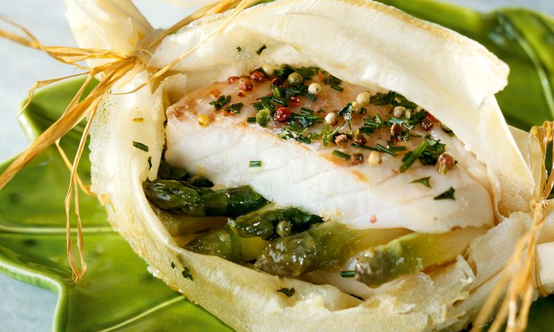 Bacalao con espárragos trigueros
