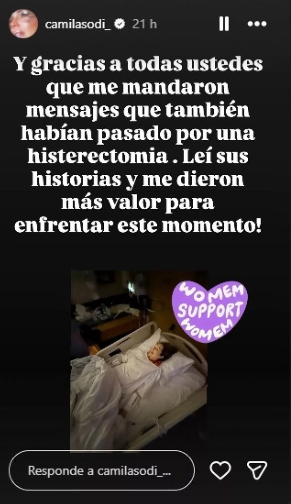 Camila Sodi reveló que se sometió a una histerectomía.