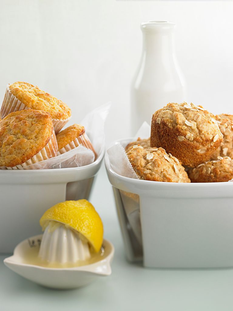 Magdalenas de avena y limón.