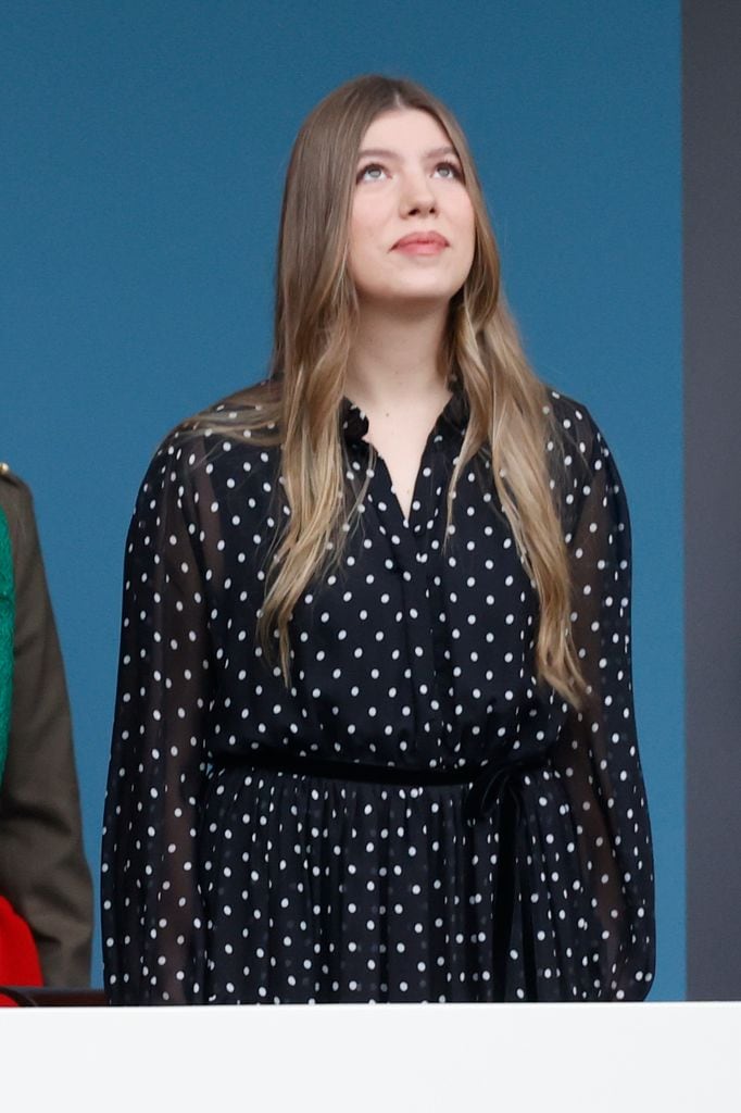 La infanta Sofía en el desfile del Día de la Hispanidad, Madrid, 2025. 