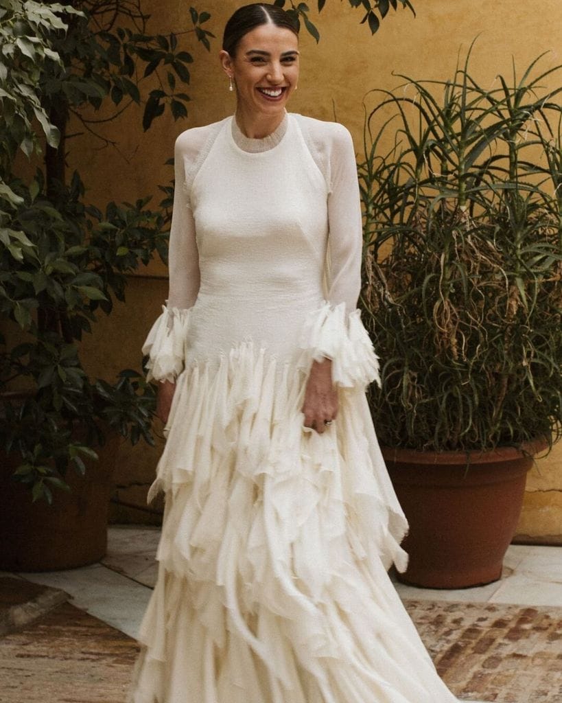 Vestido de novias virales con volantes bohemio