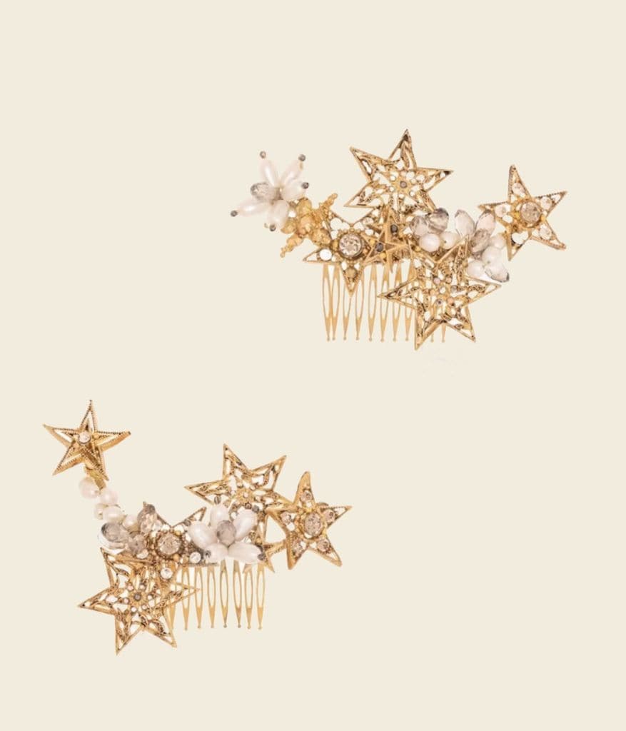 Peinetas doradas con estrellas de Suma Cruz