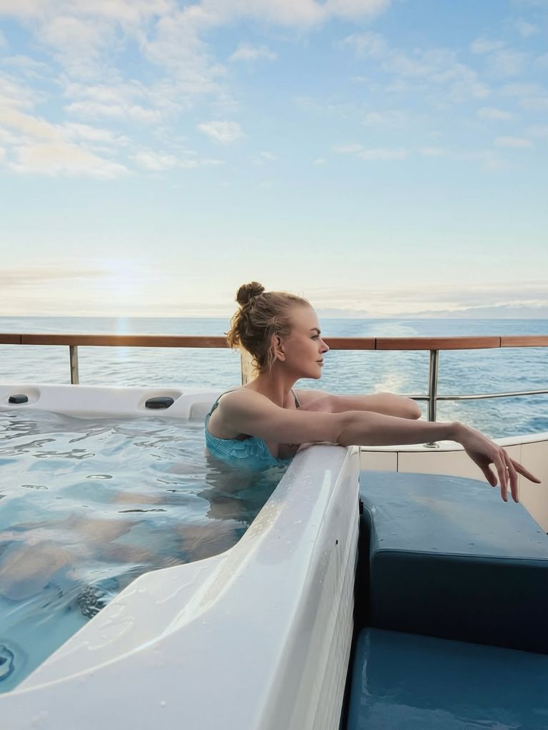 Nicole Kidman se relaja en el jacuzzi del barco