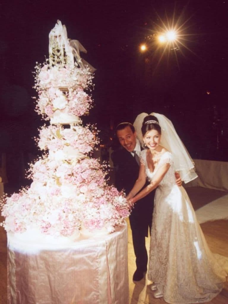 Thalía y Tommy Mottola durante su fiesta boda