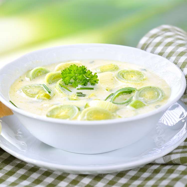 Porrusalda con queso de cabra