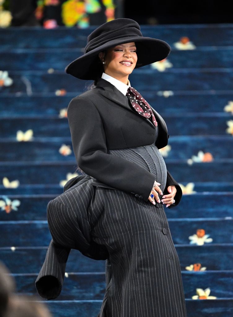 Rihanna attends the 2025 Met Gala Celebrating "Superfine: Tailoring Black Style" at The Metropolitan Museum of Art on May 05, 2025 in New York City. (Photo by James Devaney/GC Images)