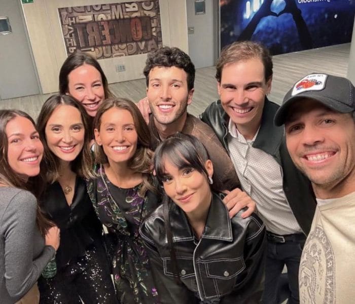 Tamara Falcó, Ana Boyer, Rafa Nadal, Fernando Verdasco y Sebastián Yatra en el concierto de Aitana