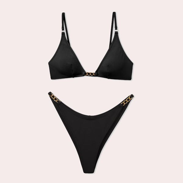 bikini triangular con detalle joya