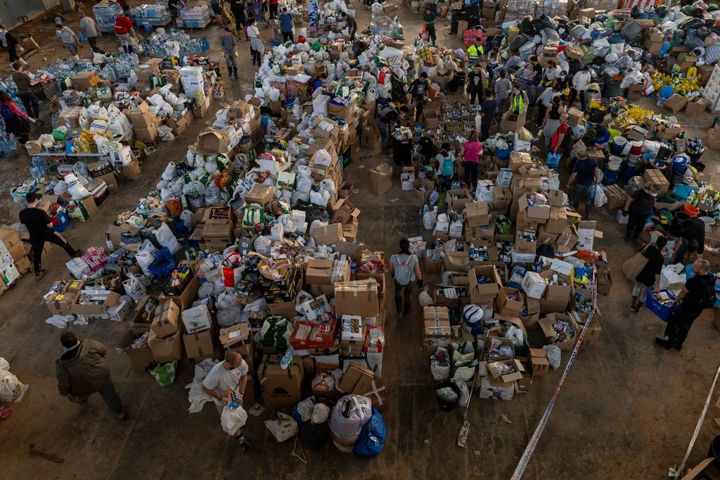 Plano general de las donaciones recogidas para la DANA de Valencia