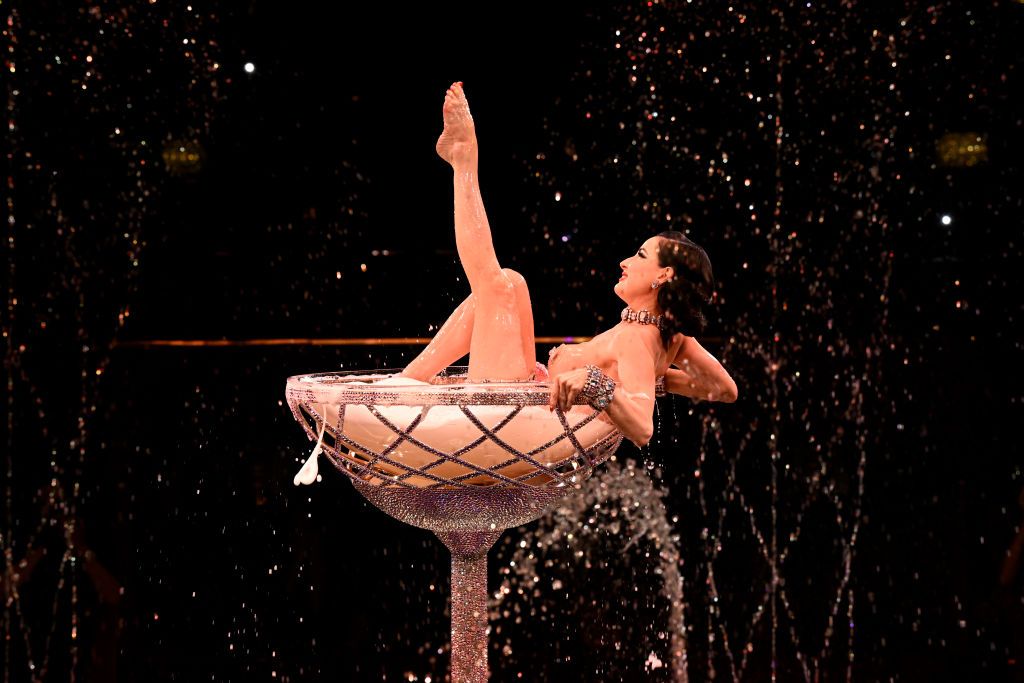 Dita Von Teese performs during the Alexis Mabille Haute Couture