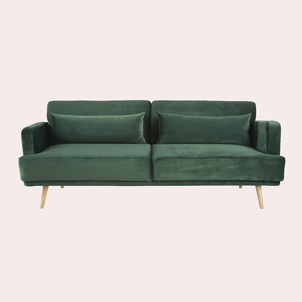 Elvis Sofá Cama de 3 Plazas de Terciopelo Verde Maisons du Monde