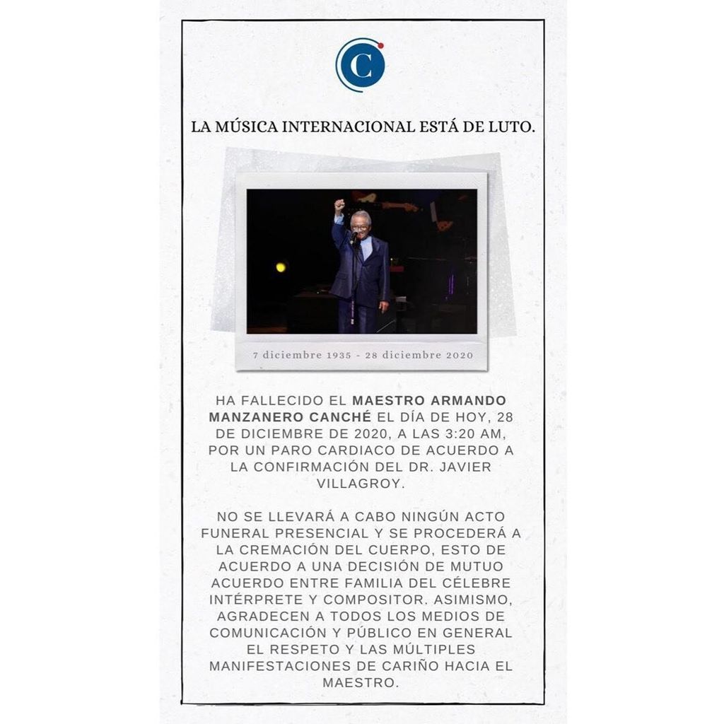 Comunicado Armando Manzanero