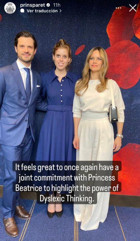 Carlos Felipe y Sofia de Suecia en congreso de dislexia con Beatriz de York