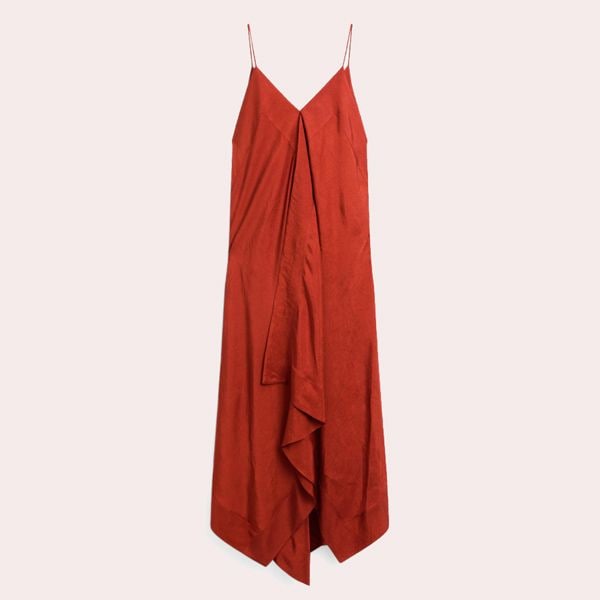 Vestido midi fluido detalle volantes