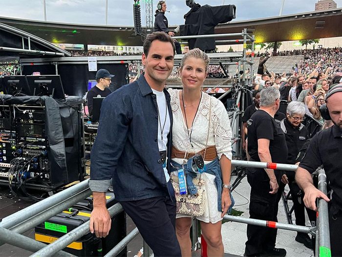 Roger Federer y Mirka Vavrine en el concierto de Coldplay