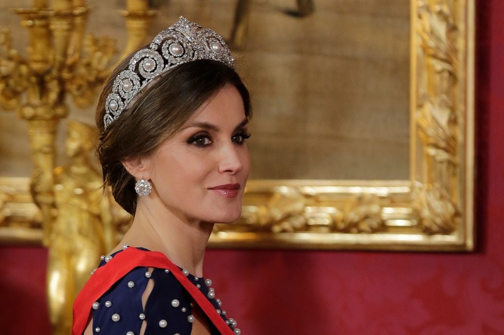 La reina Letizia, este miércoles con la tiara Cartier