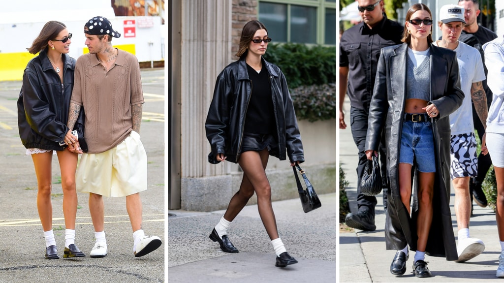 La fórmula con la que la modelo combina sus mocasines es con shorts/falda y una chaqueta o abrigo de talla XXL.