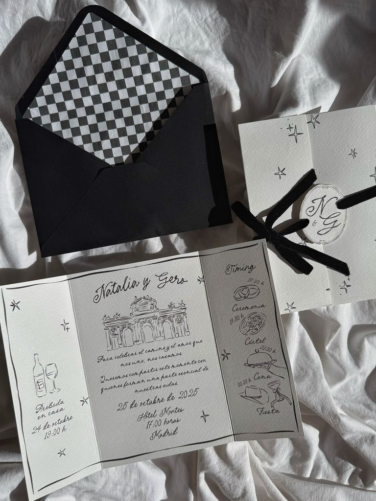 Decoración de bodas en color negro invitaciones