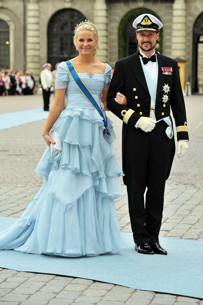 Crown Prince Haakon and Crown Princess Mette-Marit of Norway attend the wedding of Crown Princess Victoria of Sweden and Daniel Westling on June 19, 2010 in Stockholm, Sweden.