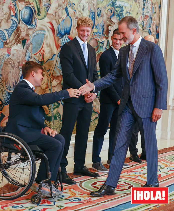 El Rey felicita a Carlos Alcaraz, Martín Landaluce y Martín de la Puente, las jóvenes promesas del tenis