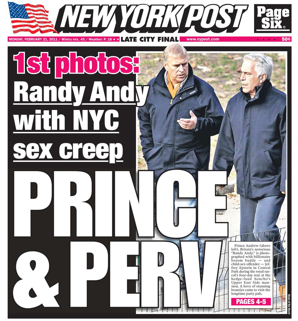 Portada del New York Post el 21 de febrero de 2011.
