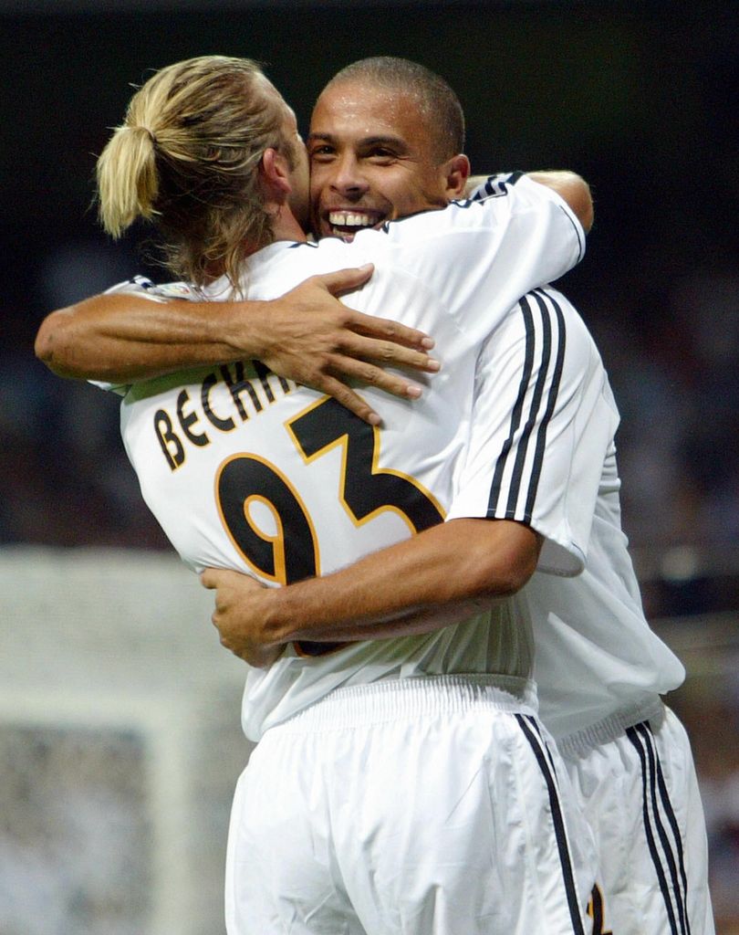 Ronaldo durante su etapa como galáctico en el Real Madrid con David Beckham