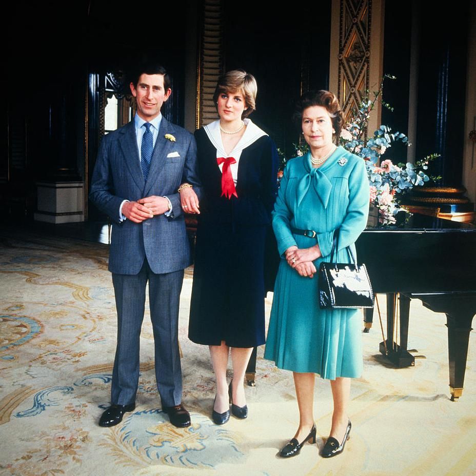 Príncipe Carlos, princesa Diana y reina Isabel