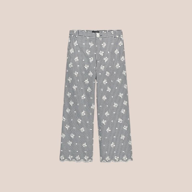 pantalon de vichy con bordados