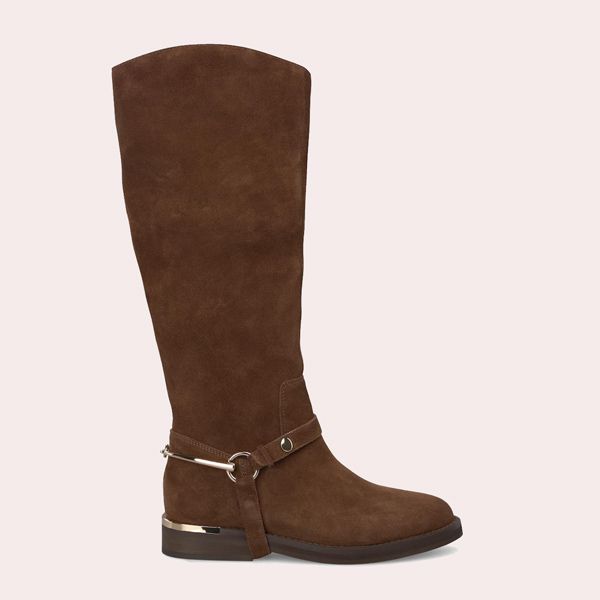 Botas de mujer planas con detalle metalizado y cierre con cremallera