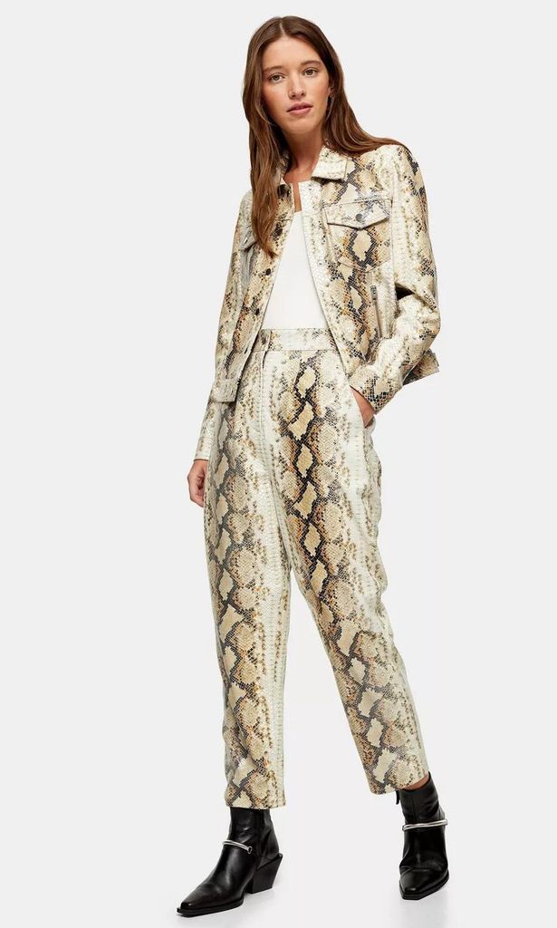 leather snake print trousers de topshop