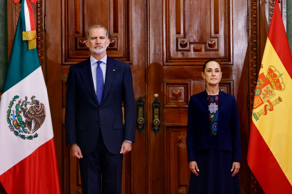 El rey Felipe VI con la presidenta Claudia Sheinbaum en Palacio Nacional, en la Ciudad de México. 
