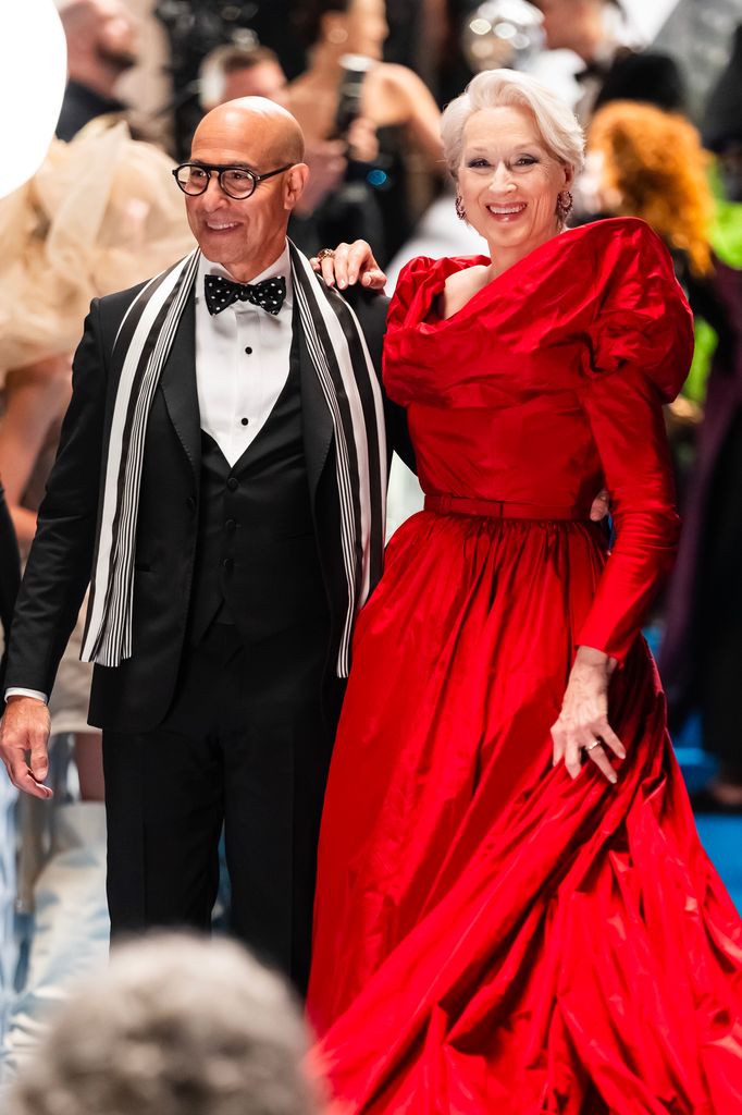 Stanley Tucci y Meryl Streep en el set de la película 'The Devil Wears Prada 2'