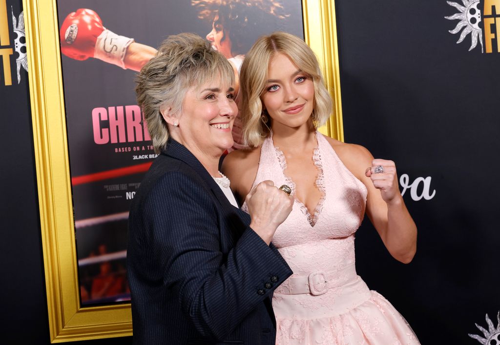Christy Martin y Sydney Sweeney juntas en la premier de "Christy".