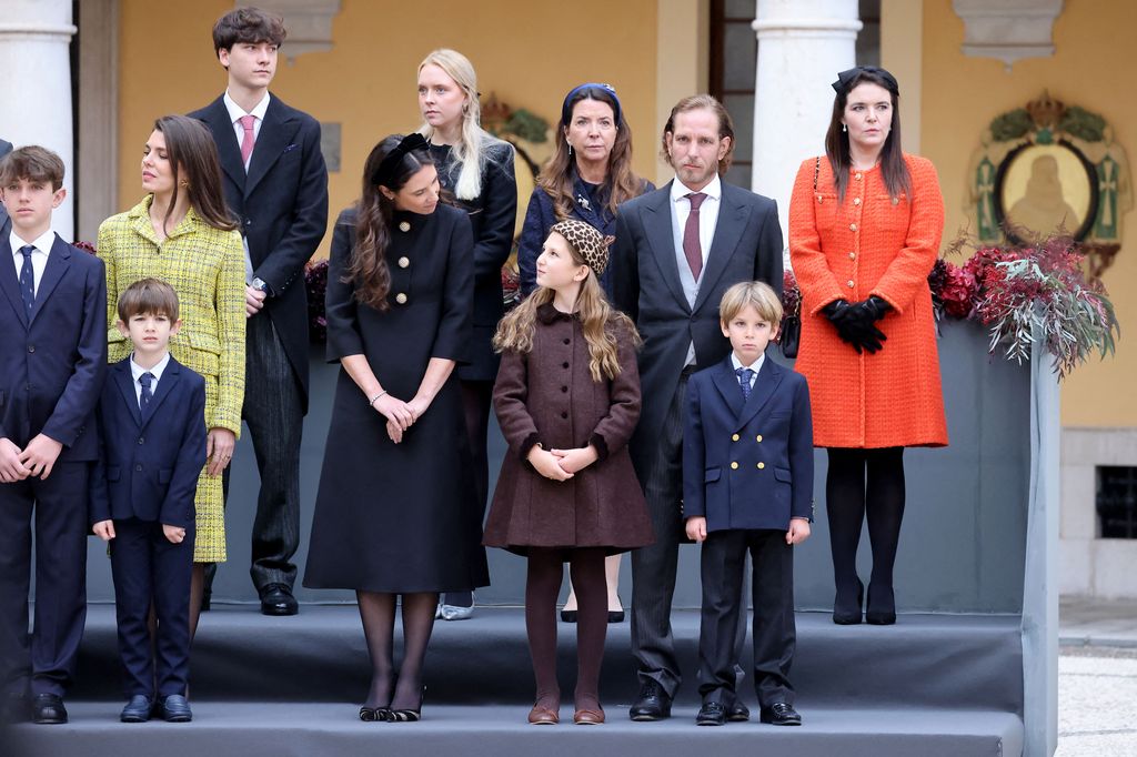 India Casiraghi con sus padres en el Día Nacional de Mónaco de 2025