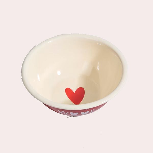 Amour Woof Comedero para Perros de Acero Rojo y Beige Maisons du Monde