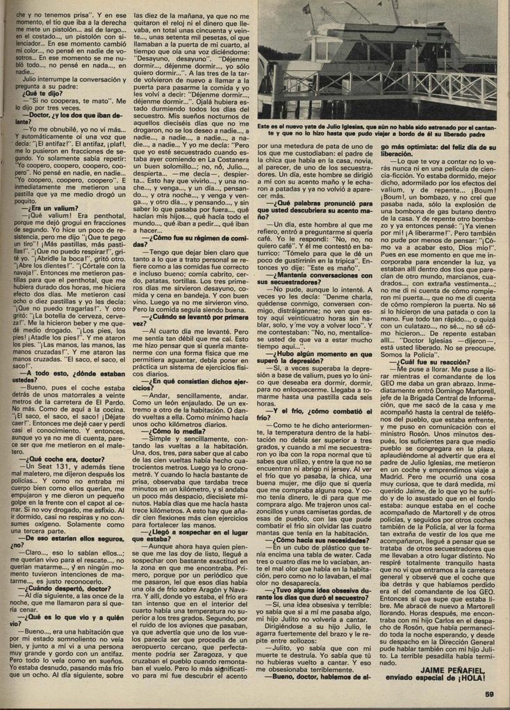 JPG del Pdf Hola 1954 . Enero 1982. Liberacion. Secuestro padre de Julio Iglesias. Liberado llega a Miami.