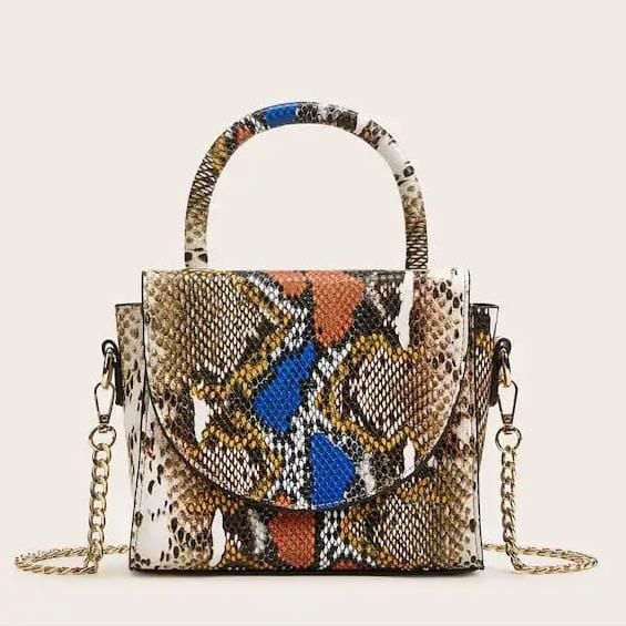 snakeskin print chain bag de shein