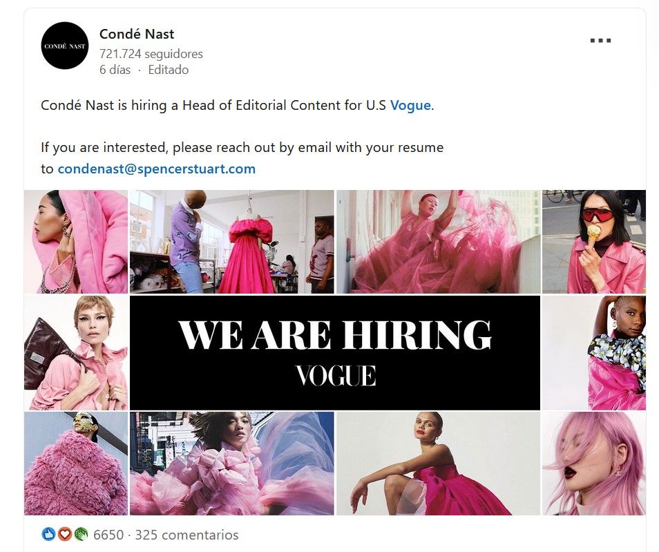 Condé Nast compartió de forma pública la búsqueda para su nuevo director de contenido editorial 