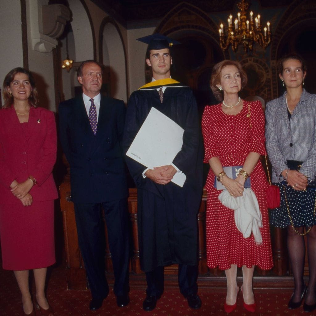 26 Mayo 1995.Washington. Universidad Georgetown.Graduación Master Ciencias en Relaciones Internacionales de Felipe de Borbón, príncipe de Asturias.