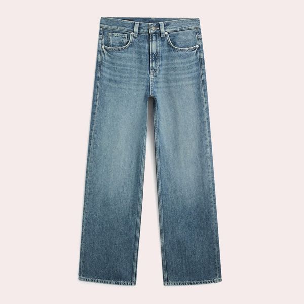 Jeans wide leg tiro alto
