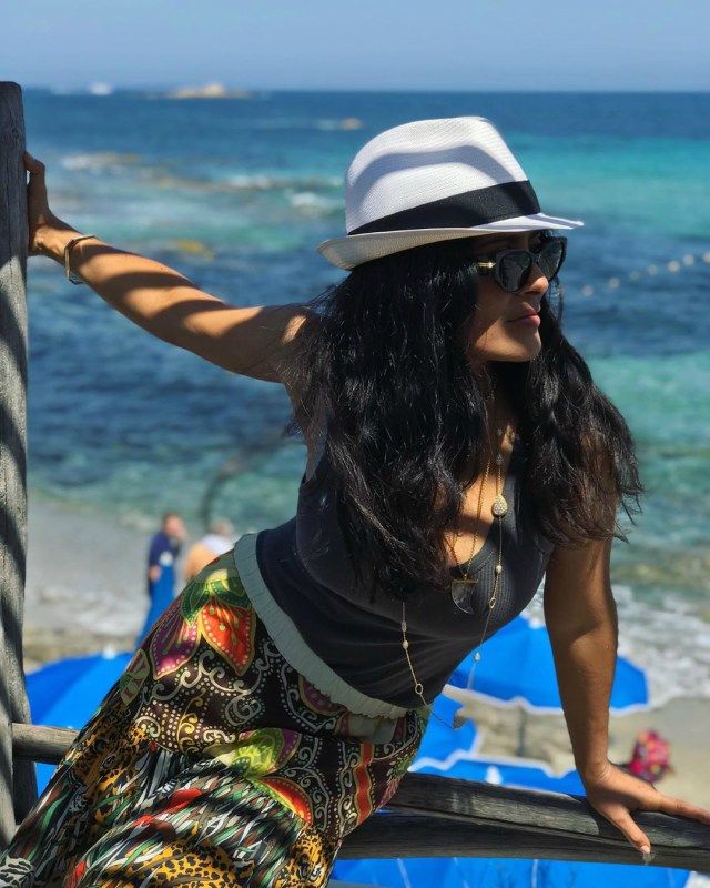 El outfit playero de Salma Hayek
