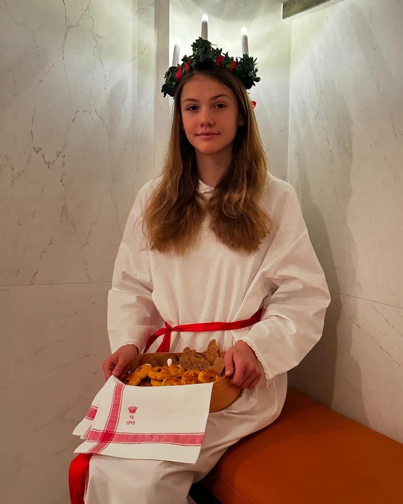 Estelle de Suecia en la procesión de Santa Lucía