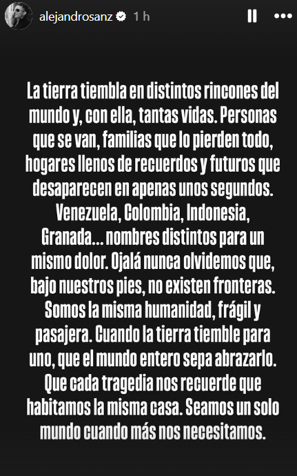 El emotivo mensaje del cantante en sus redes sociales.