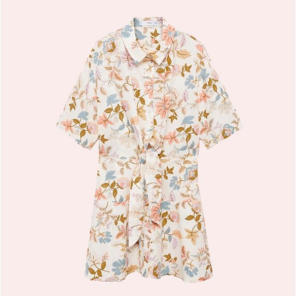  Vestido Nudo Estampado Floral de Mango