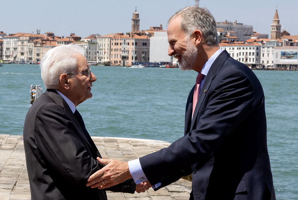 Presidente de italia Sergio Mattarella con el rey Felipe VI, Venecia