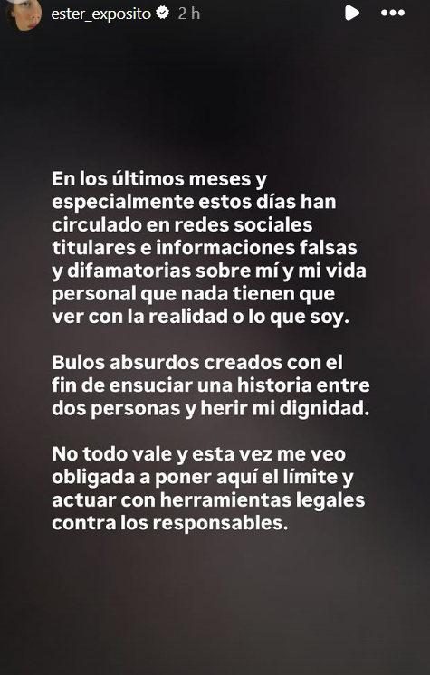 El enérgico comunicado de Ester Expósito.