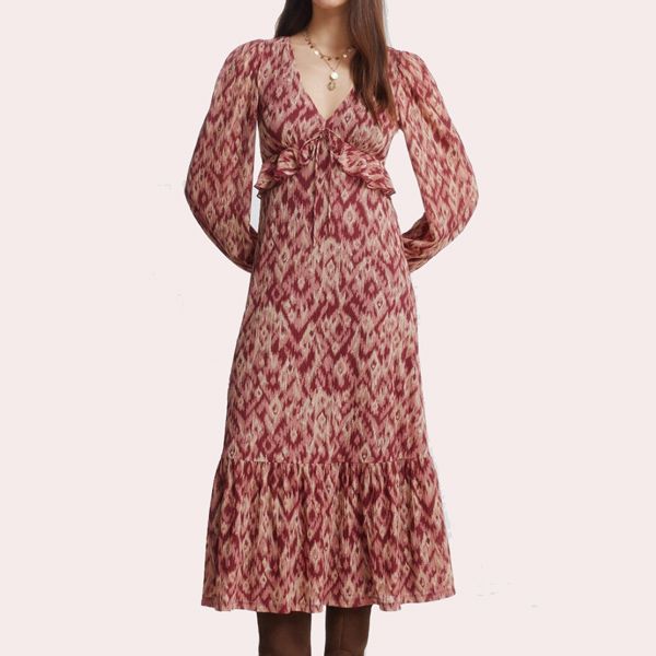 Vestido midi volante cintura