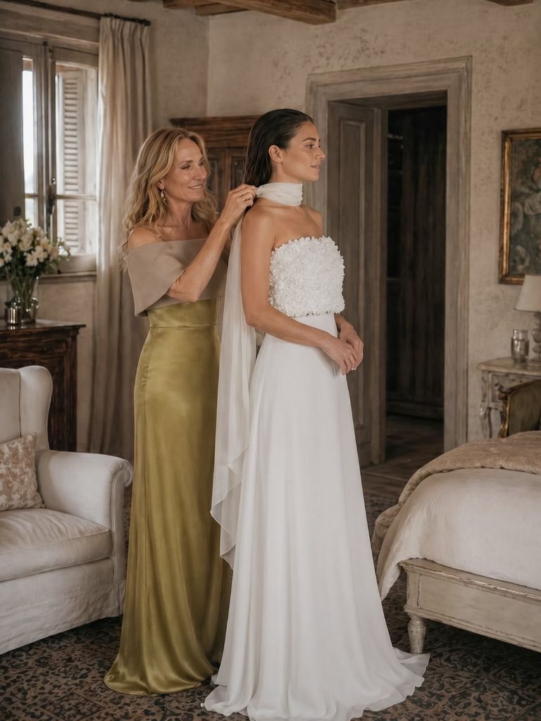 Madre de la novia con vestido de boda de verano