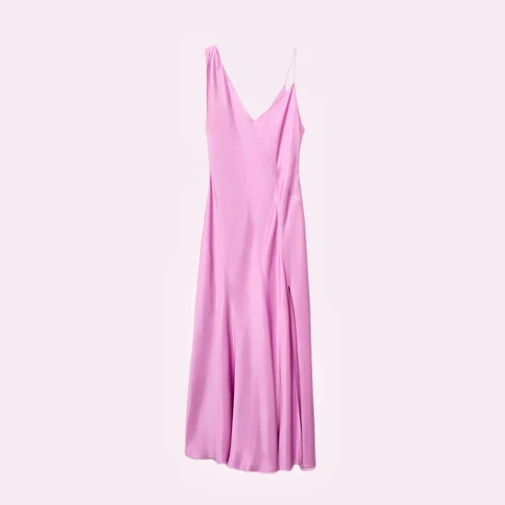 Vestido satinado asimétrico de Mango