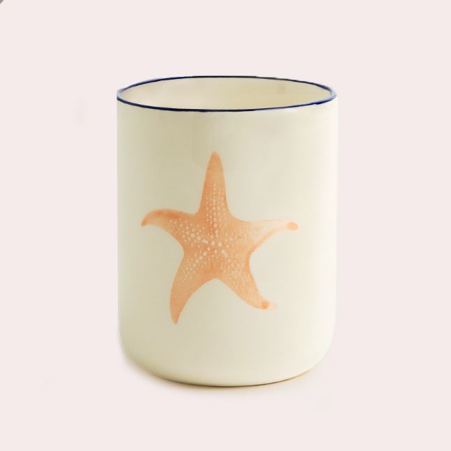 Vela en vaso Estrella de mar Summer Collection Blanco